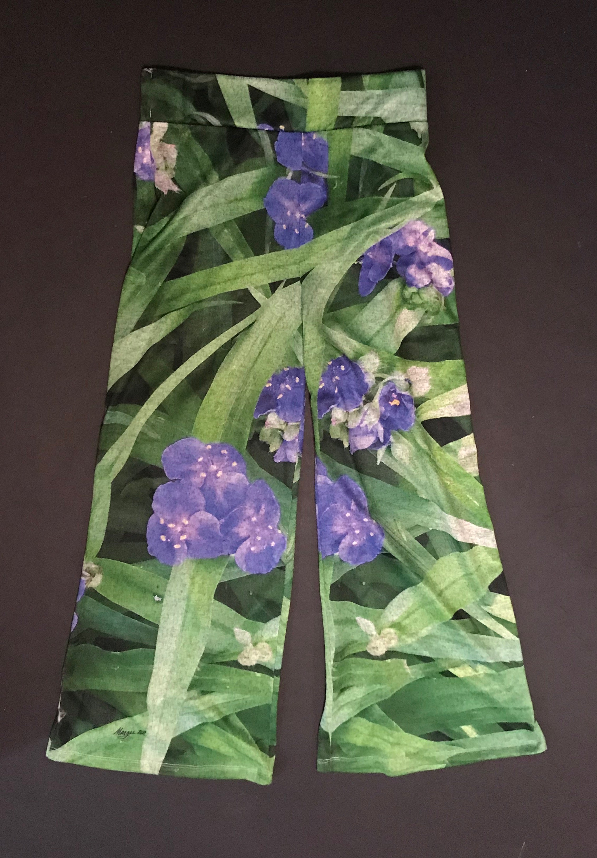 Knit Pants,"Purple Blooms"(Large)