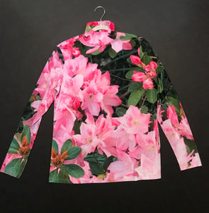 Turtle-Neck Top, "Azaleas"(Large)