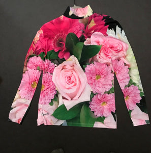 Turtle-Neck Top,"Pink Bouquet"(Large)