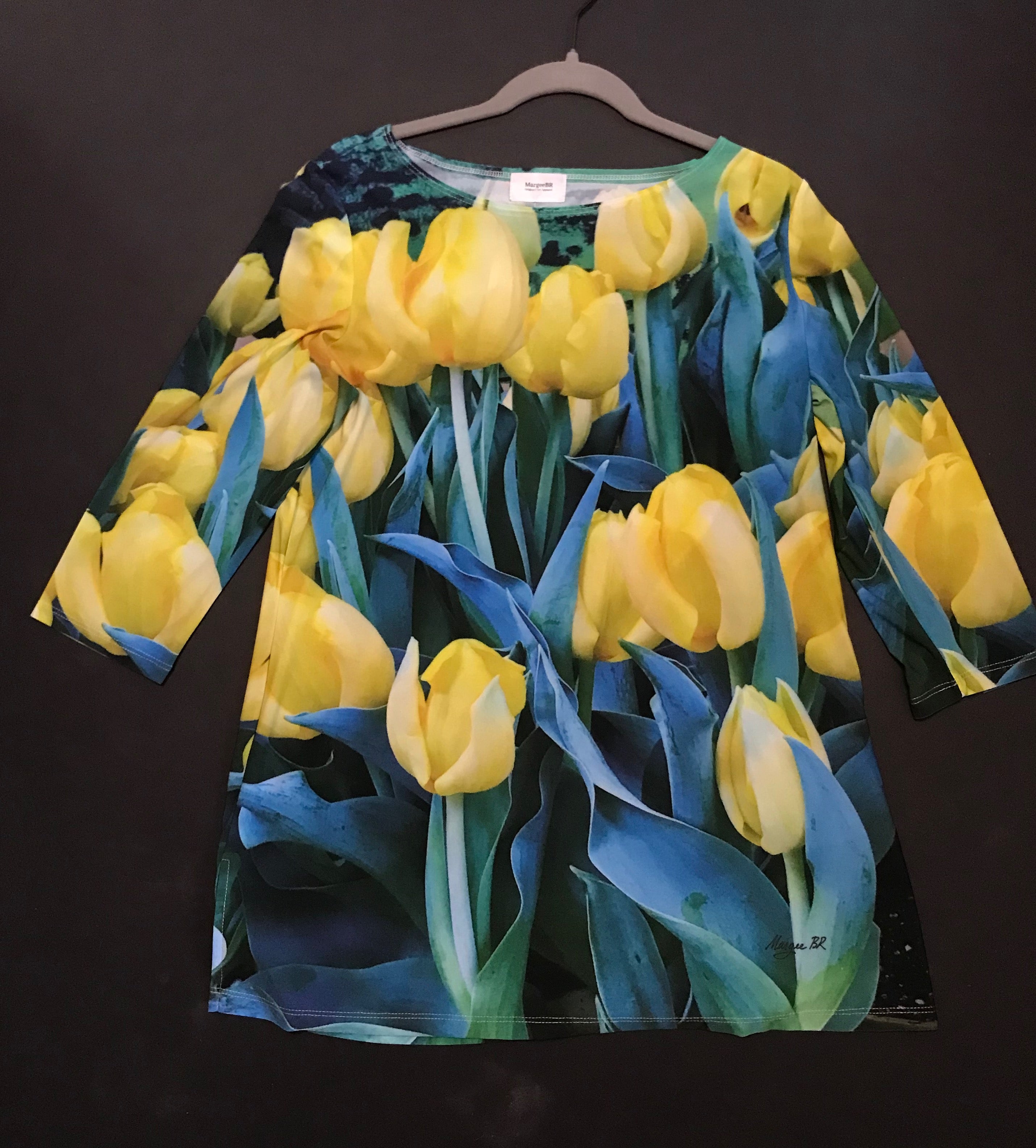 Cardigan,"Yellow Tulips"(Large)