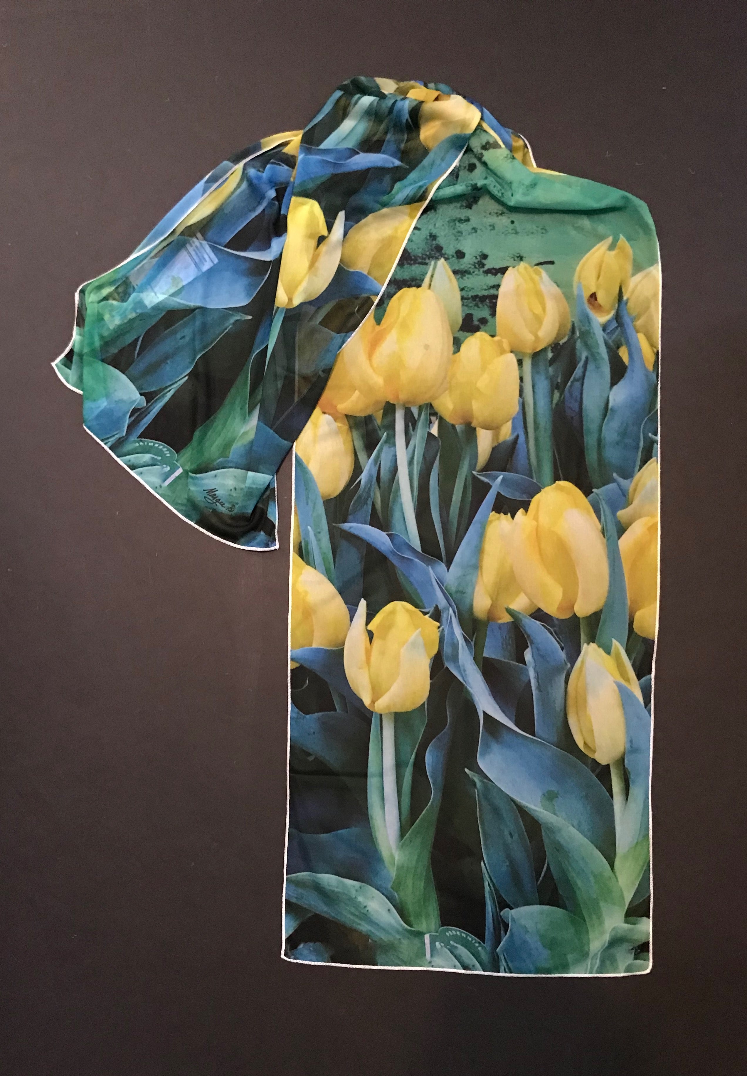 Scarf, "Yellow Tulips"