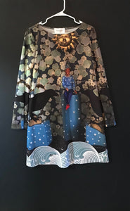 Bell Sleeve Dress,"Boy with Crows" (Medium)