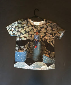 Women's T-Shirts, "Boy with Crows"(Large)