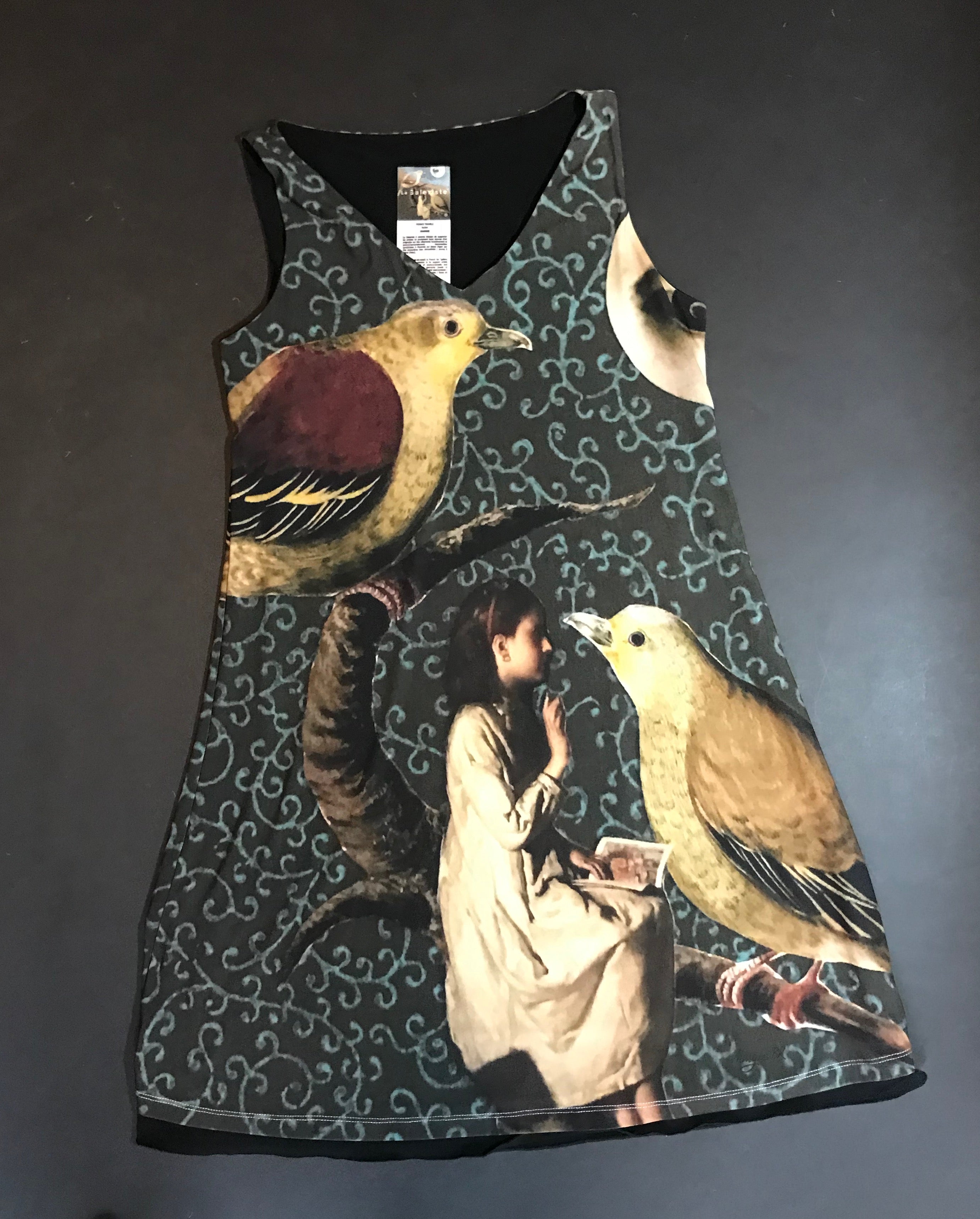 Reversible Dress, "Lessons for Birds"(Medium)