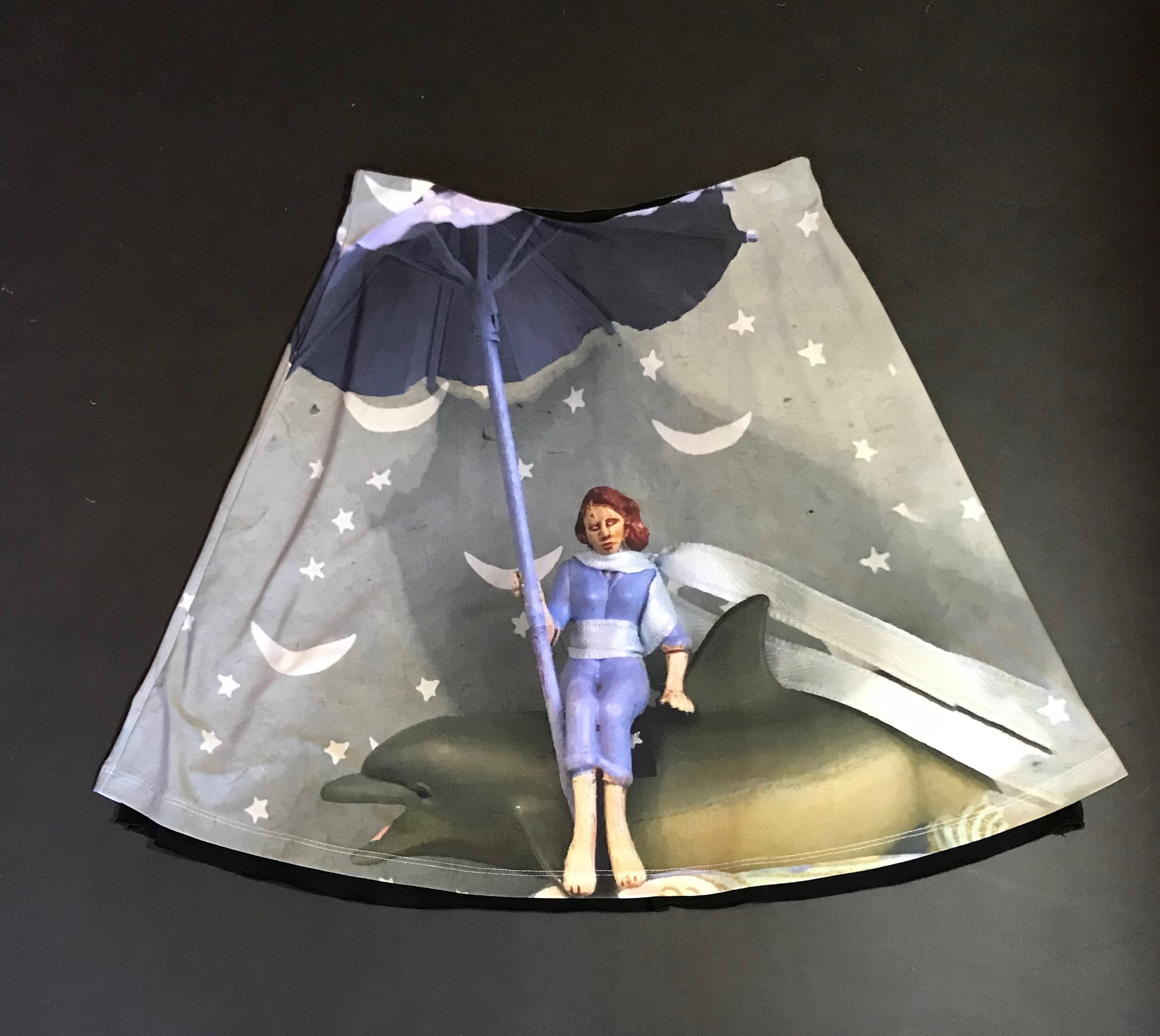 Reversible Skirt, "Girl on a Dolphin" (Medium)