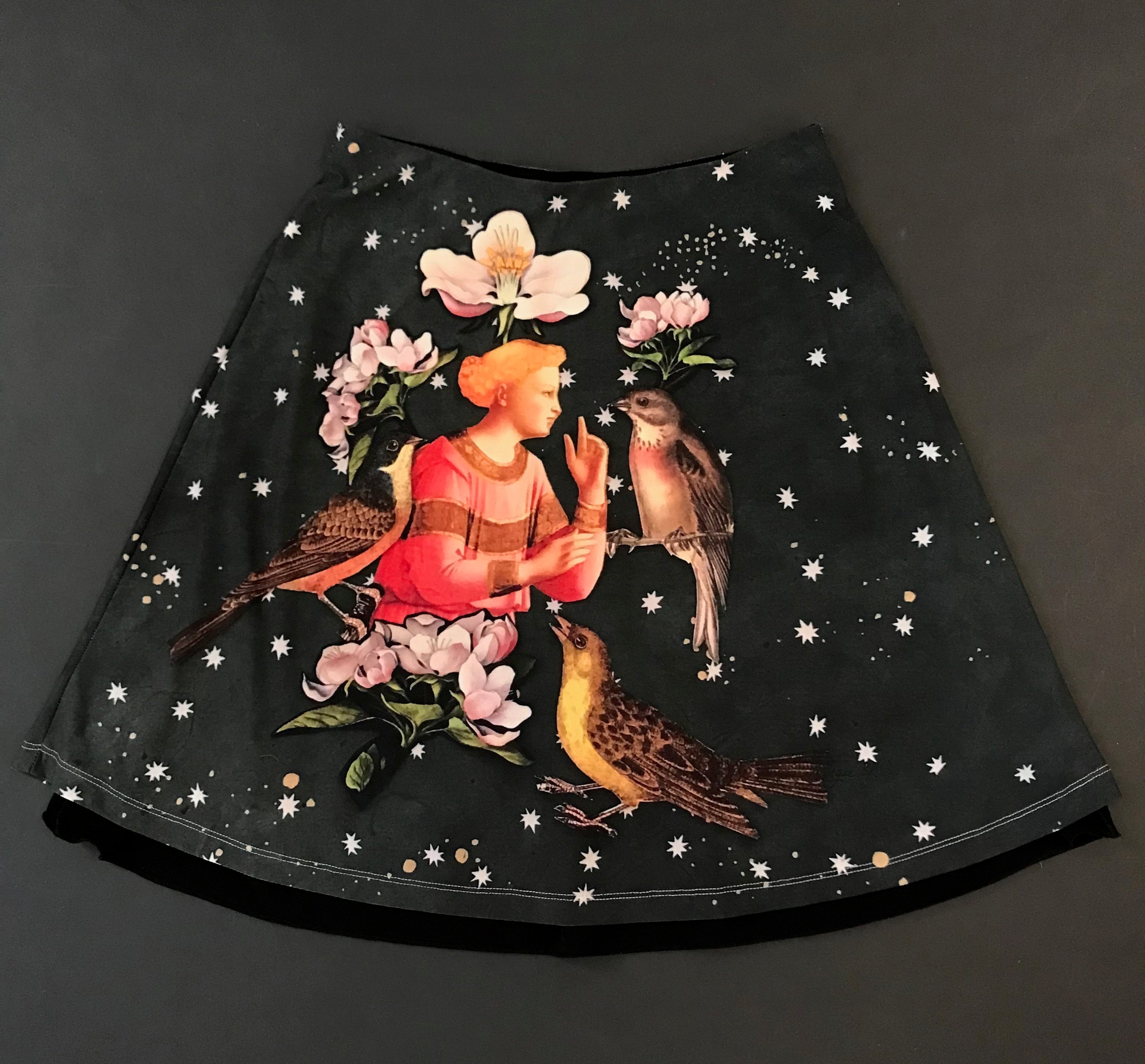 Reversible Skirt, "Angel with Birds" (Medium)