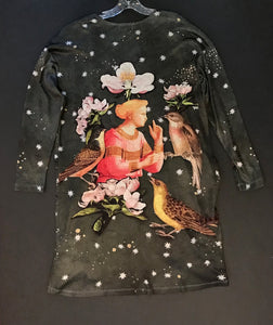 Duster Cardigan,"Angel with Birds" (Large)