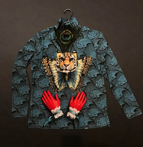 Turtle-Neck Top, "Peacock Tiger" (Large)