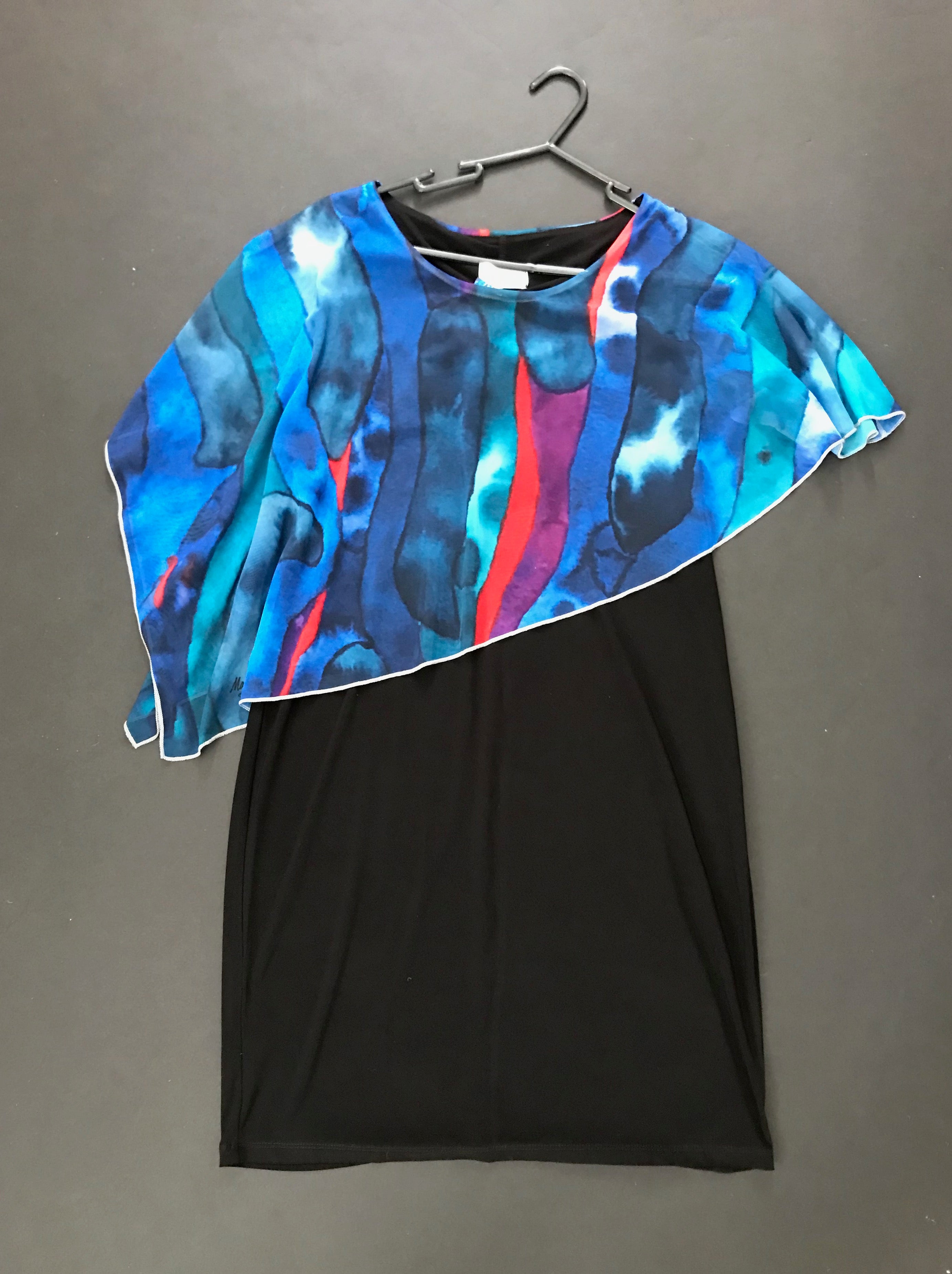 Sleeveless Scarf Dress, "Colorful Currents"(Large)